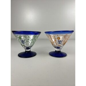 2 KOSTA BODA ROYAL CARIBBEAN MARTINI MULTICOLOR GLASSES